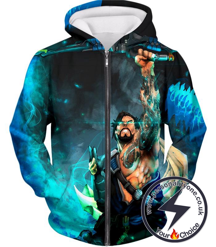 Overwatch Bow Arrow Specialist Fighter Hanzo Zip Up Hoodie